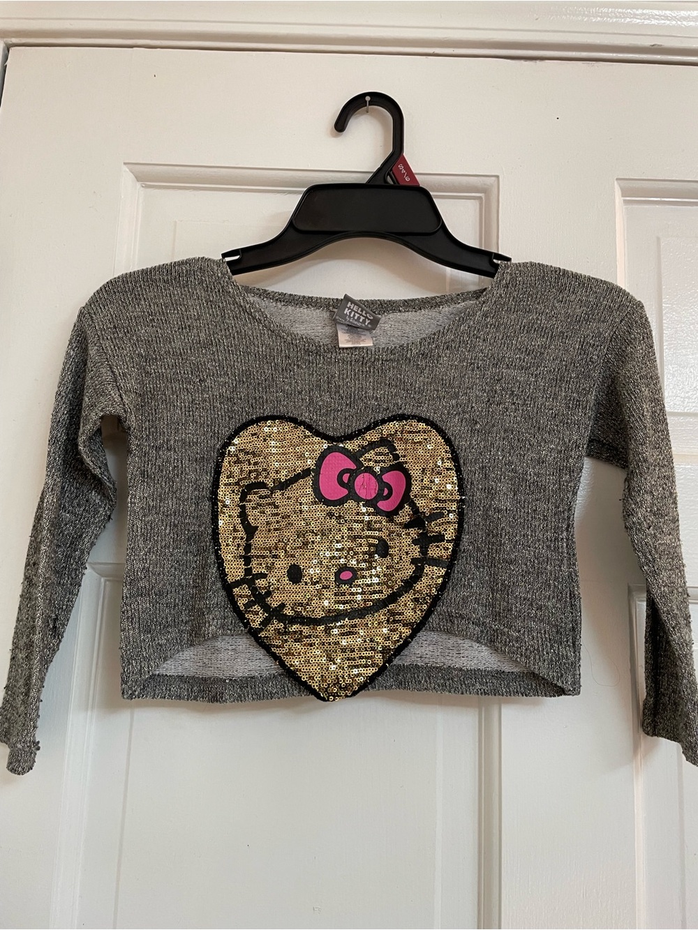 Hello Kitty Sequin Heart Crop sweatshirt
- Gray & Gold